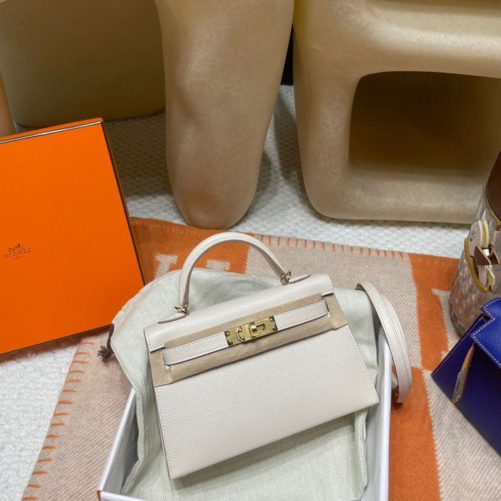 HERMES MINI KELLY 二代 EPSOM皮 10奶昔白 金扣 凱莉包592