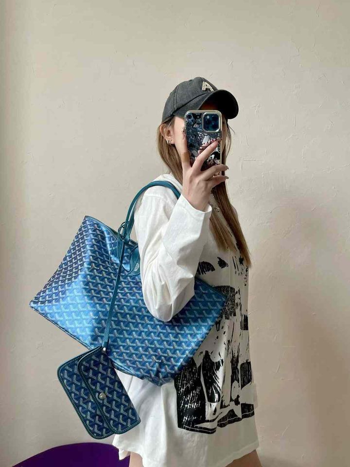 GOYARD 24 金属限定色 購物袋 珠光藍 中號:大號 15.53.02