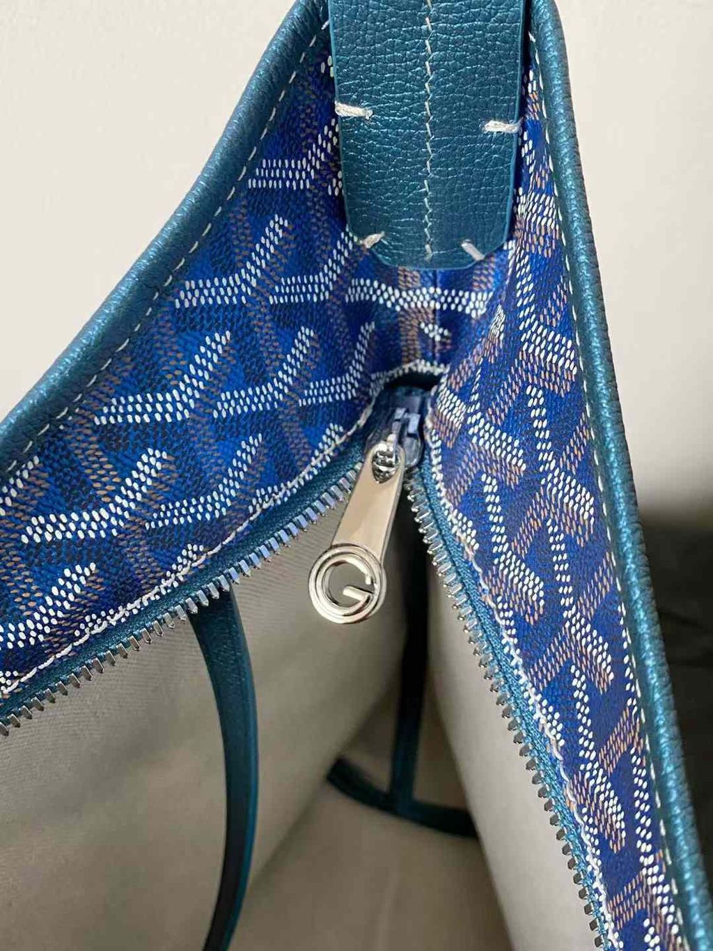 GOYARD HOBO 金属限定色 拉鏈腋下包 珠光藍 17.31.18
