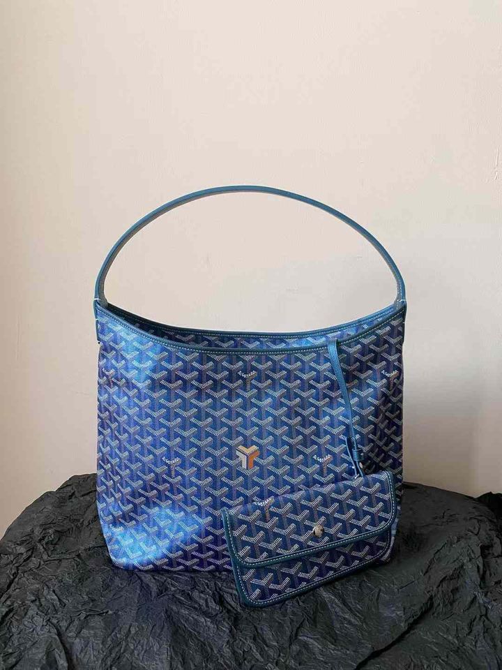 GOYARD HOBO 金属限定色 拉鏈腋下包 珠光藍 17.31.10