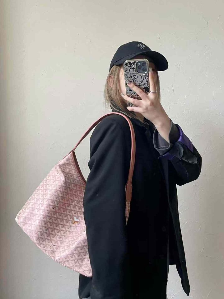 GOYARD HOBO 金属限定色 拉鏈腋下包 珠光粉 17.30.58