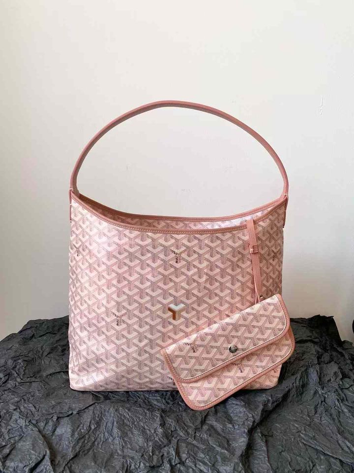 GOYARD HOBO 金属限定色 拉鏈腋下包 珠光粉 17.31.44