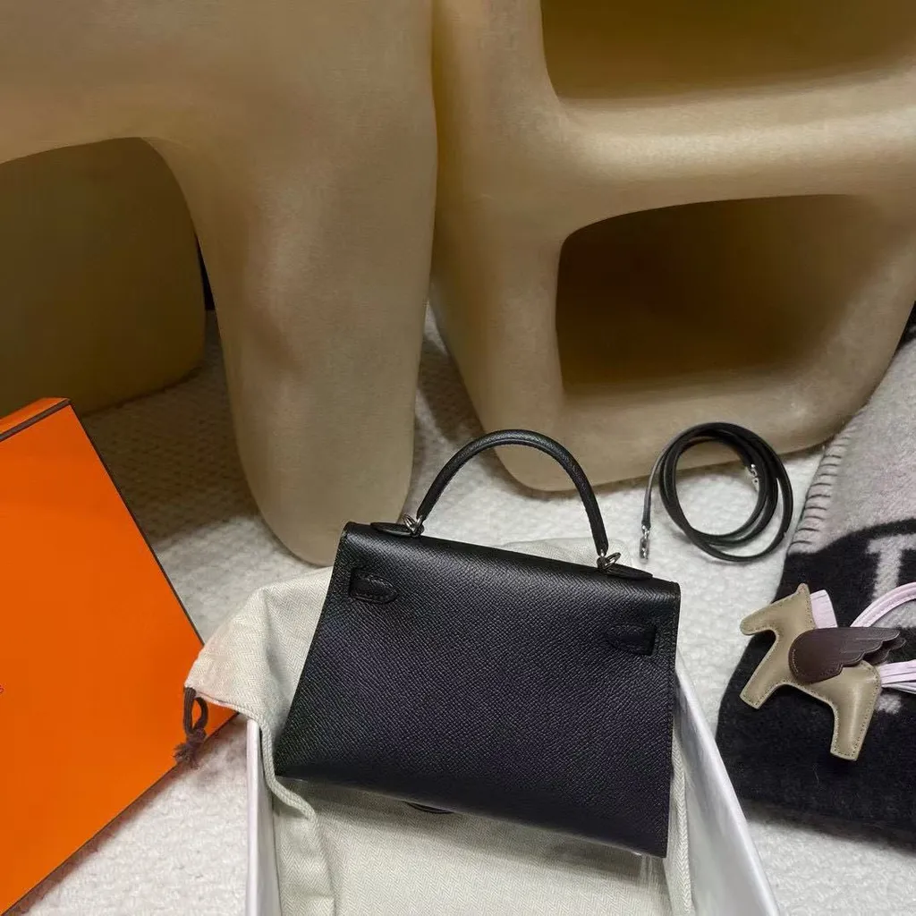 HERMES MINI KELLY 二代 EPSOM皮 89黑色 銀扣 凱莉包616