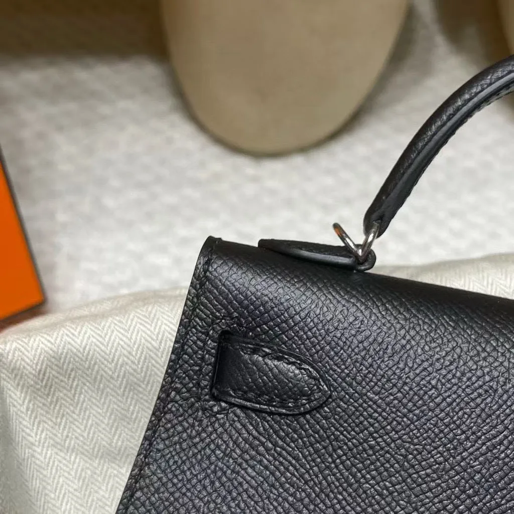 HERMES MINI KELLY 二代 EPSOM皮 89黑色 銀扣 凱莉包612