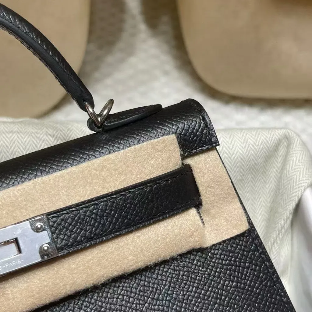 HERMES MINI KELLY 二代 EPSOM皮 89黑色 銀扣 凱莉包611