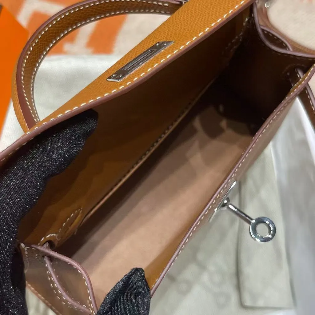 HERMES MINI KELLY 二代 EPSOM皮 37金棕色 銀扣 凱莉包622