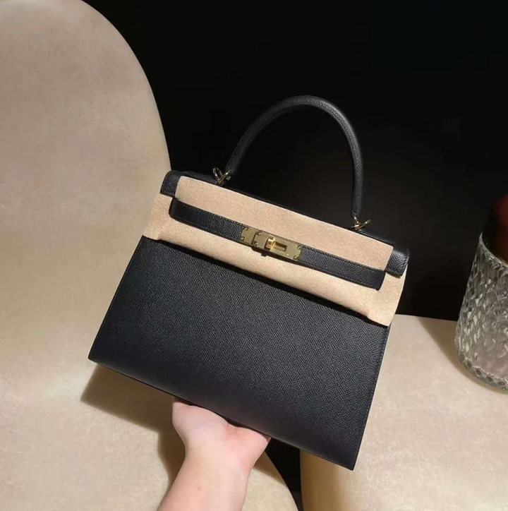 HERMES KELLY EPSOM皮 外縫 89黑色 金扣 凱莉包  下午1.29.39