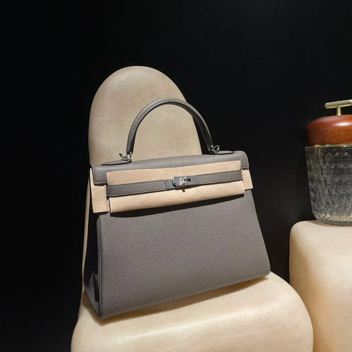 HERMES KELLY  TOGO皮 內縫 8F錫器灰色 銀扣 凱莉包  下午2.47.00
