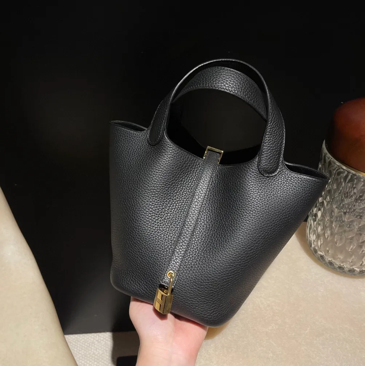 HERMES PICOTIN CLEMENCE皮 89黑色 金扣 菜籃子 下午4.34.23