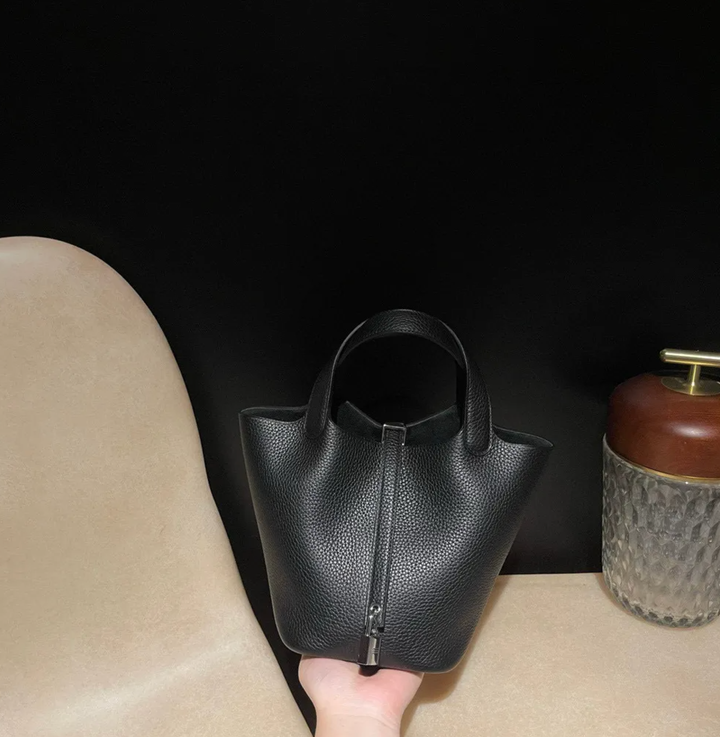 HERMES PICOTIN CLEMENCE皮 89黑色 銀扣 菜籃子 中午12.05.59
