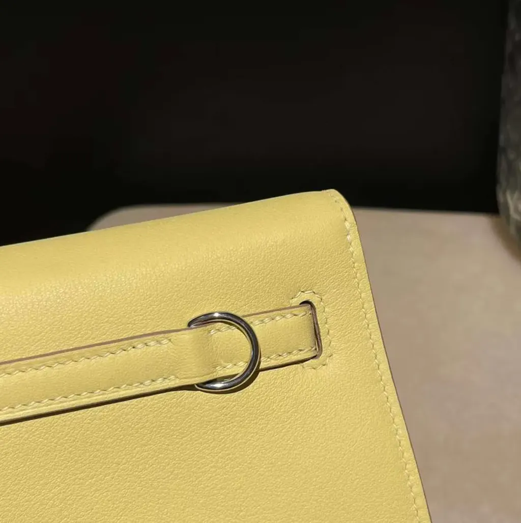 HERMES KELLY DANSE  EVERCOLOR皮 1Z小雞黃 銀扣 跳舞包  下午2.00.30