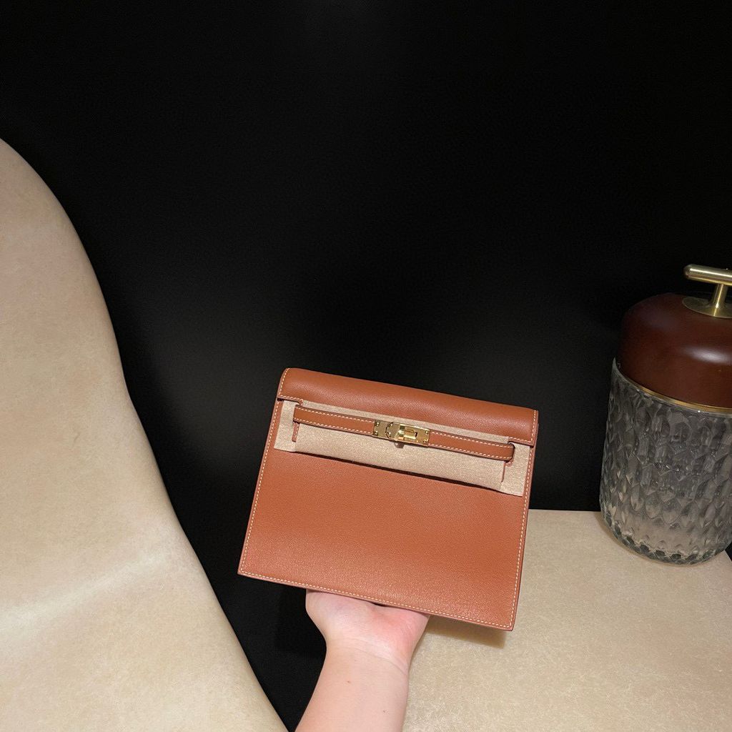 HERMES KELLY DANSE SWIFT皮 37金棕色 金扣 跳舞包 747