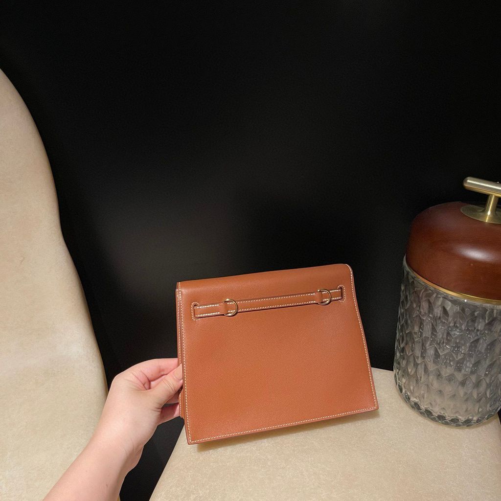 HERMES KELLY DANSE SWIFT皮 37金棕色 金扣 跳舞包 755
