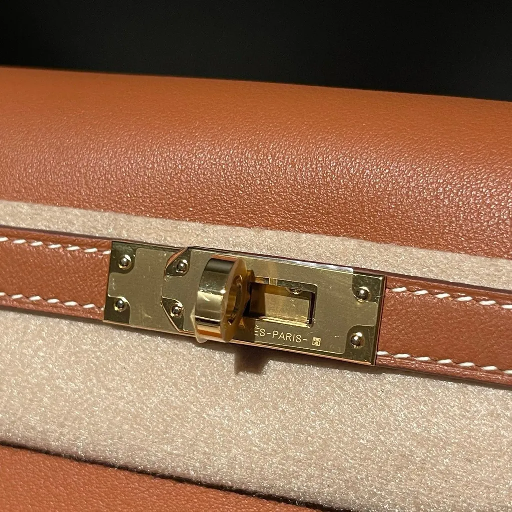 HERMES KELLY DANSE SWIFT皮 37金棕色 金扣 跳舞包 750