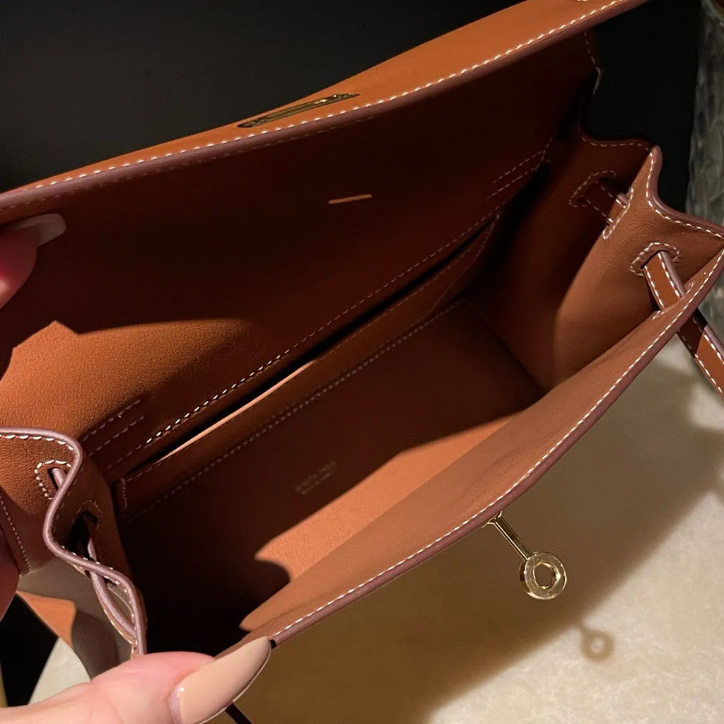 HERMES KELLY DANSE SWIFT皮 37金棕色 金扣 跳舞包 753