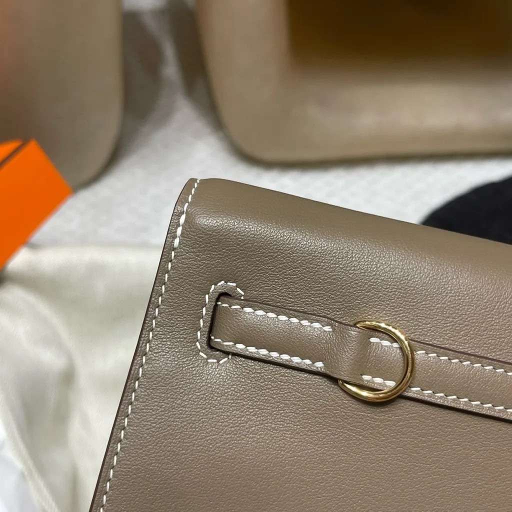 HERMES KELLY DANSE SWIFT皮 18大象灰色 金扣 跳舞包 776