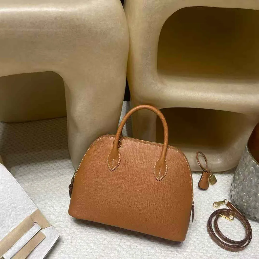 HERMES BOLIDE EPSOM皮 37金棕色 金扣 保齡球包 16.29.33
