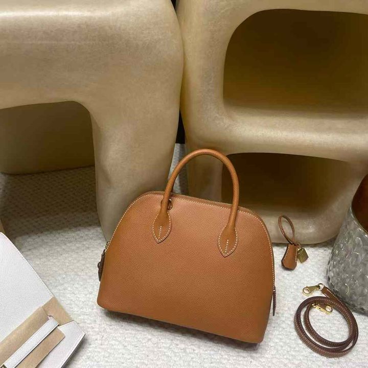 HERMES BOLIDE EPSOM皮 37金棕色 金扣 保齡球包 16.29.33