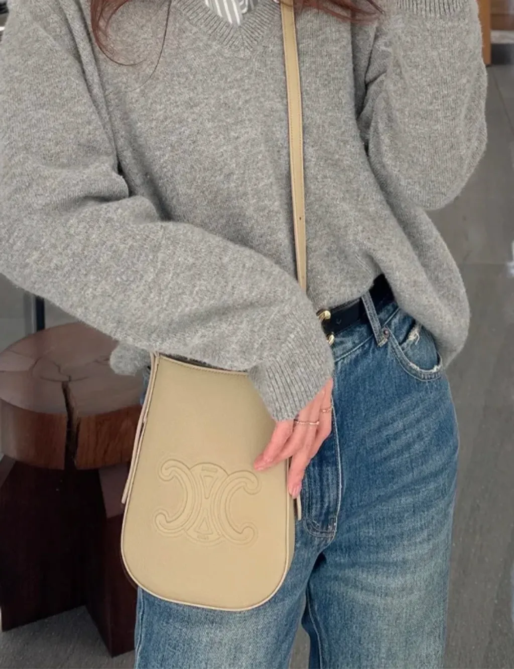 CELINE MINI HELOISE手機包 杏色:棕色1
