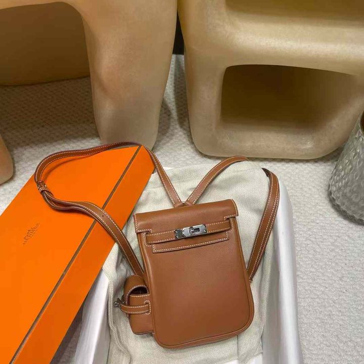 HERMES KELLY JUMP SWIFT皮 37金棕色 銀扣 後背包 10.29.19 1