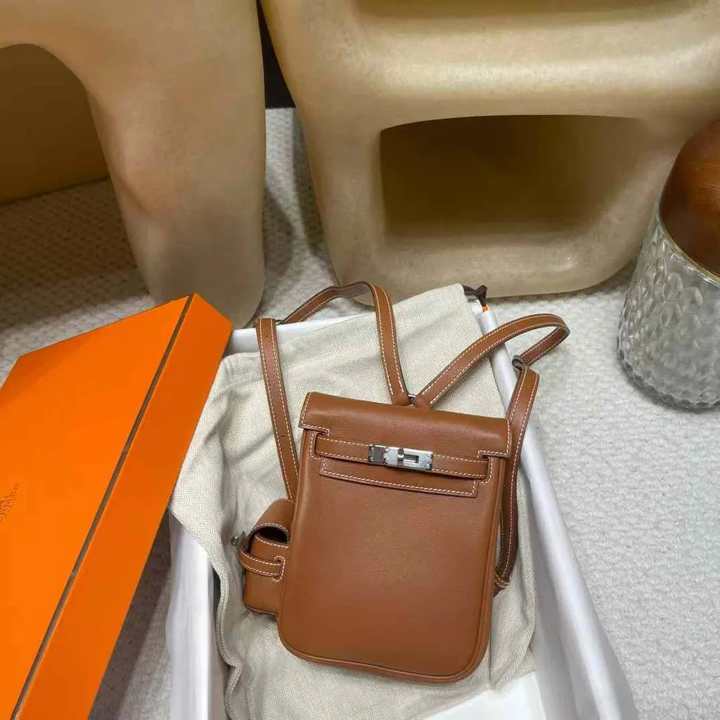 HERMES KELLY JUMP SWIFT皮 37金棕色 銀扣 後背包 10.29.19