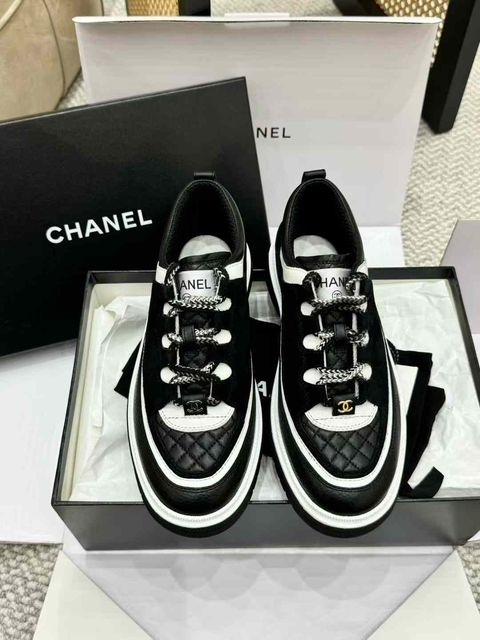CHANEL 25C 米蘭秀款 厚底運動鞋 黑14.34.48