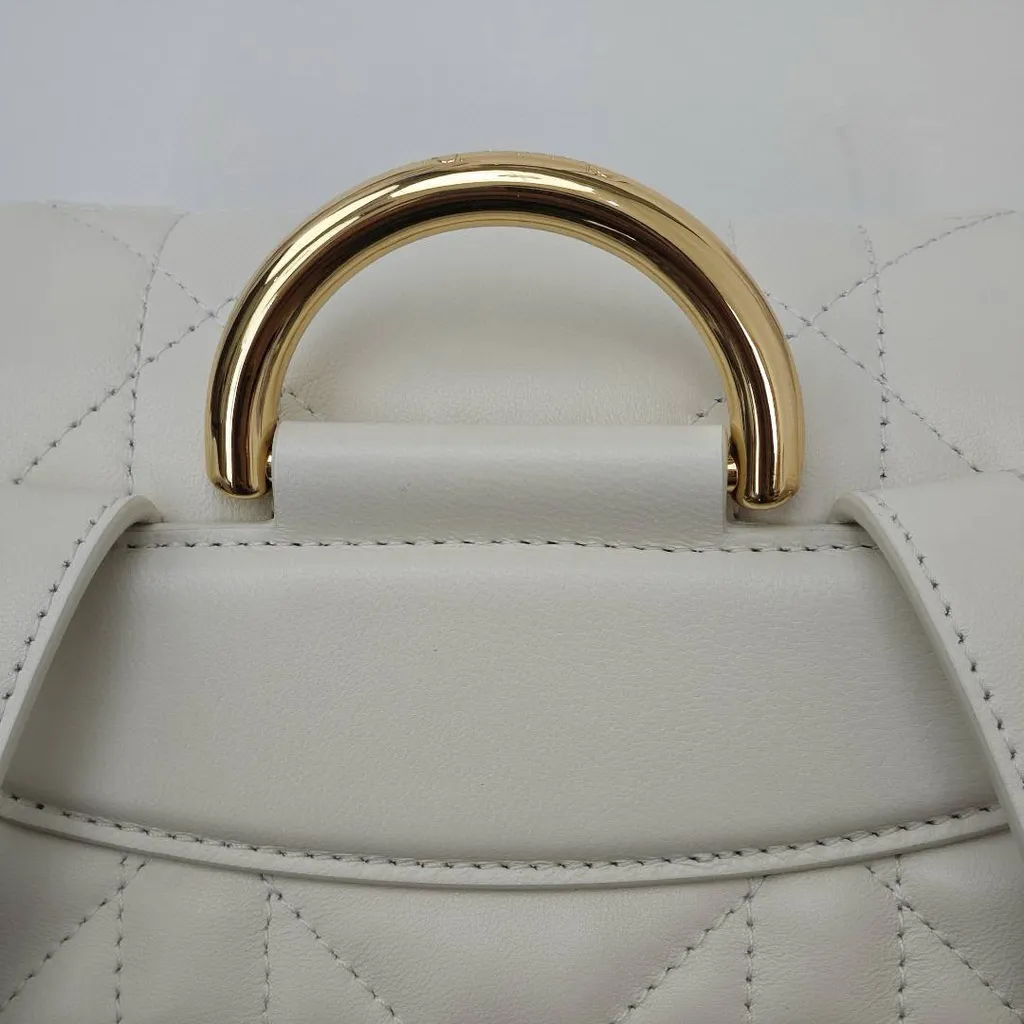 DIOR CARO 籐格紋羊皮後背包 白色1022