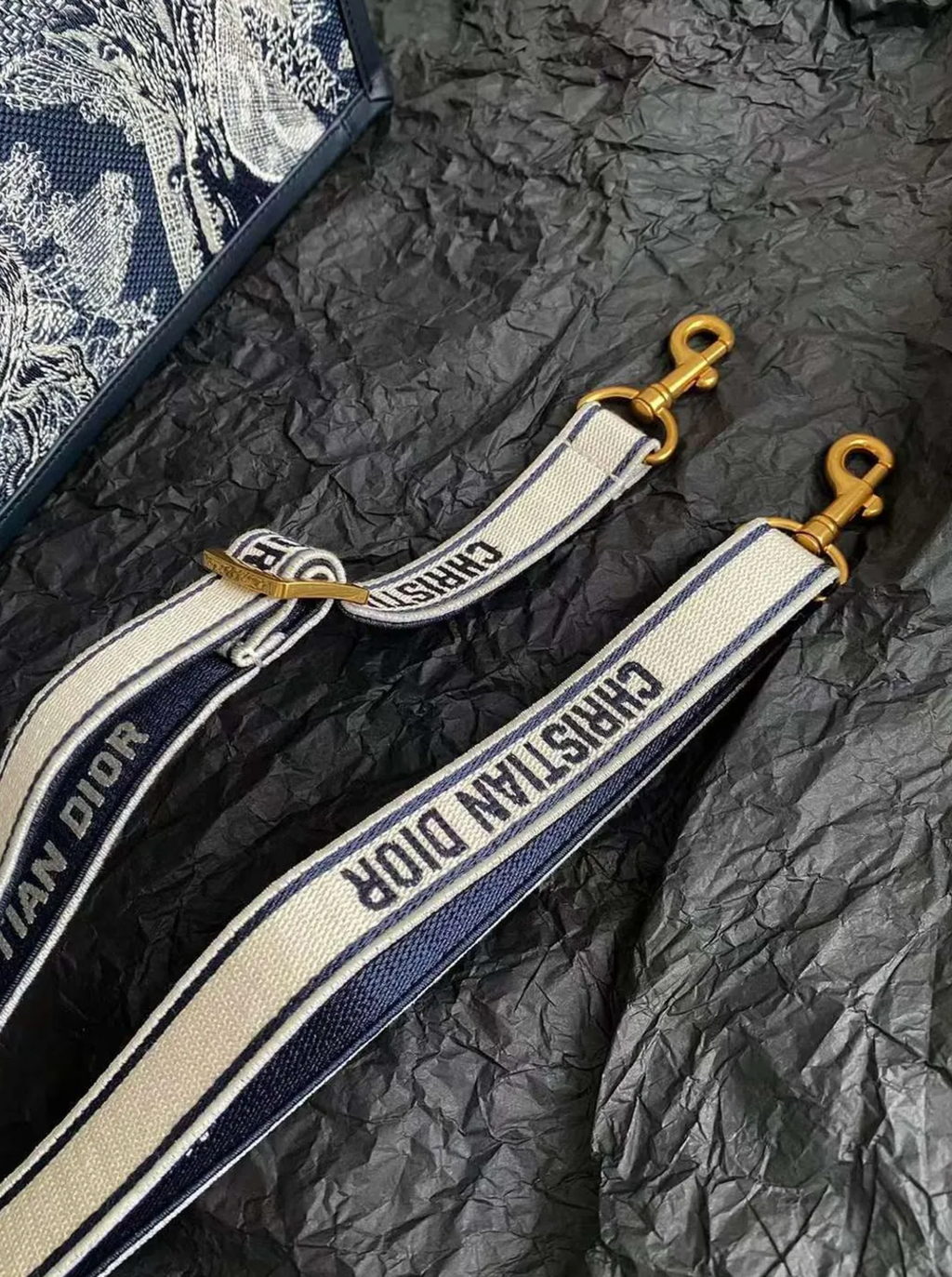 DIOR BOOK TOTE 托特包 背帶款 老虎款藍米白 下午2.51.20