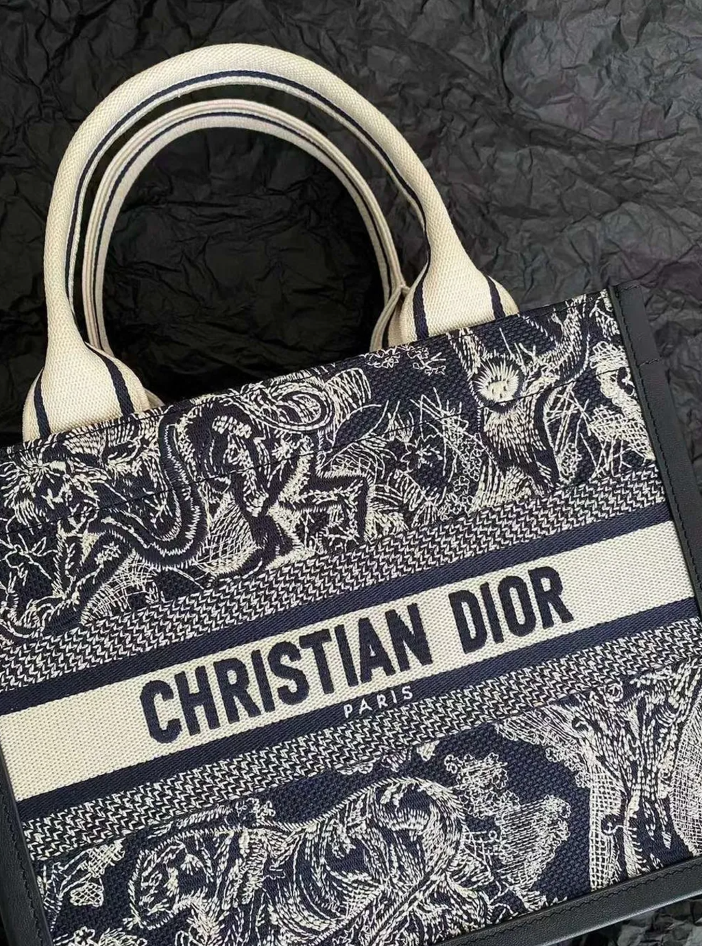 DIOR BOOK TOTE 托特包 背帶款 老虎款藍米白 下午2.52.02