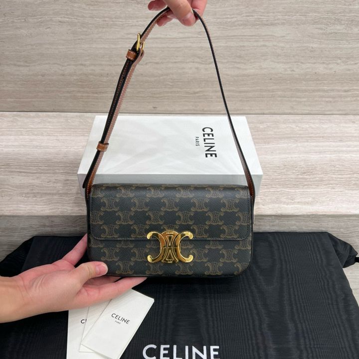 CELINE TRIOMPHE CLAUDE 皮革肩背包 老花款1439