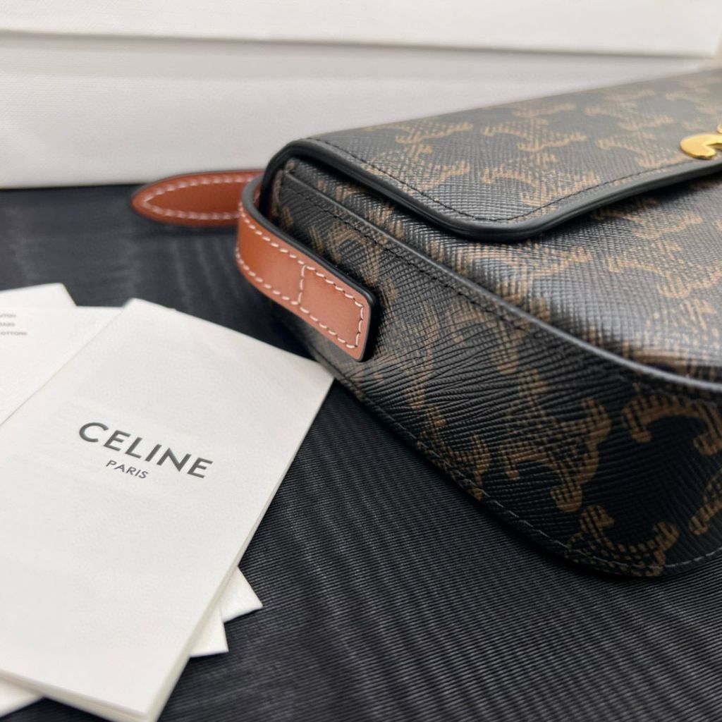 CELINE TRIOMPHE CLAUDE 皮革肩背包 老花款1444