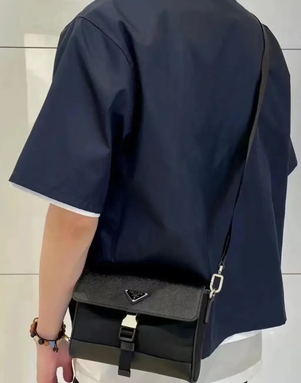 PRADA 十字牛皮拼尼龍手機包 2VD0532