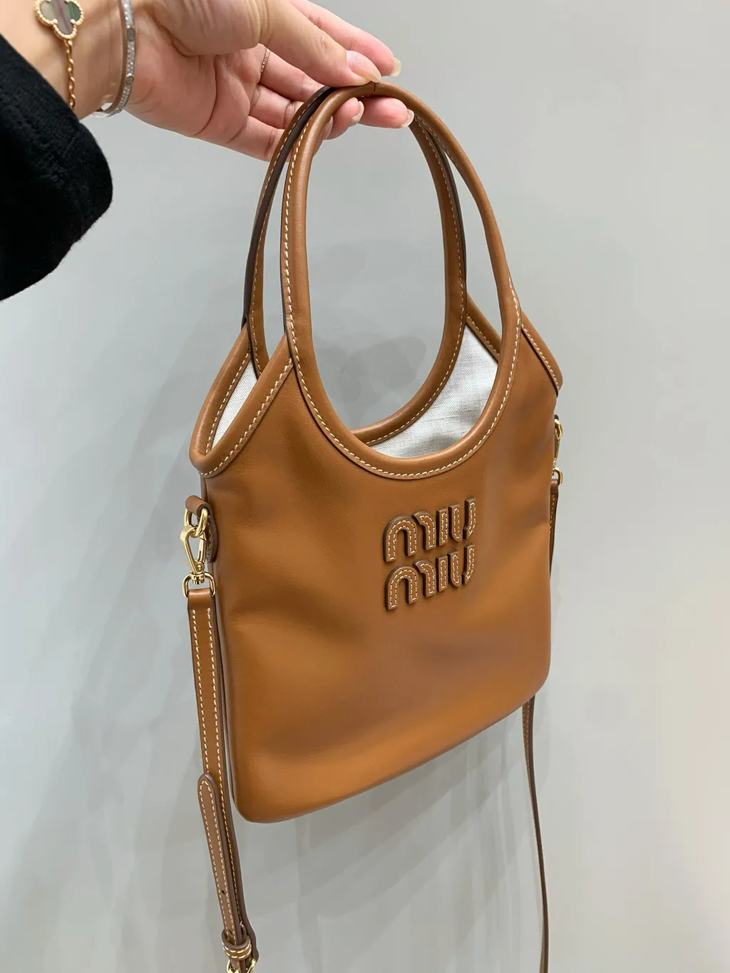 MIU MIU MINI IVY 皮革托特包 棕色2804