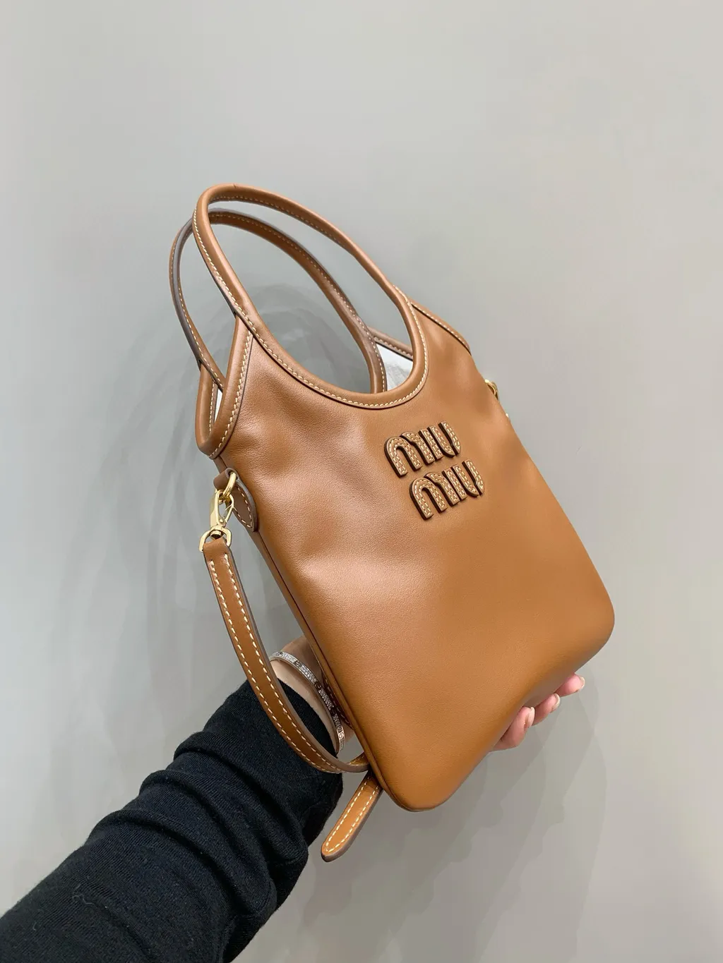 MIU MIU MINI IVY 皮革托特包 棕色2801