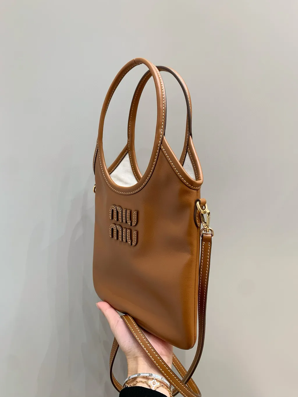 MIU MIU MINI IVY 皮革托特包 棕色2806