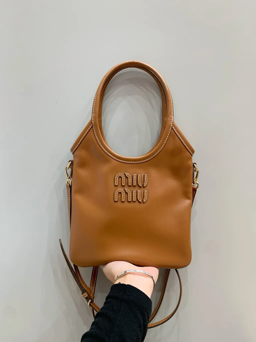 MIU MIU MINI IVY 皮革托特包 棕色2798