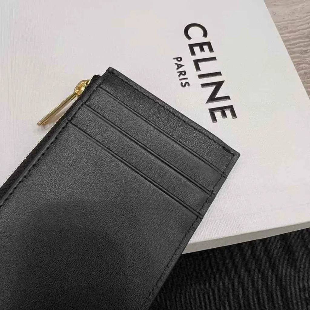 CELINE TRIOMPHE 光滑羊皮革拉鏈卡包 兩色15