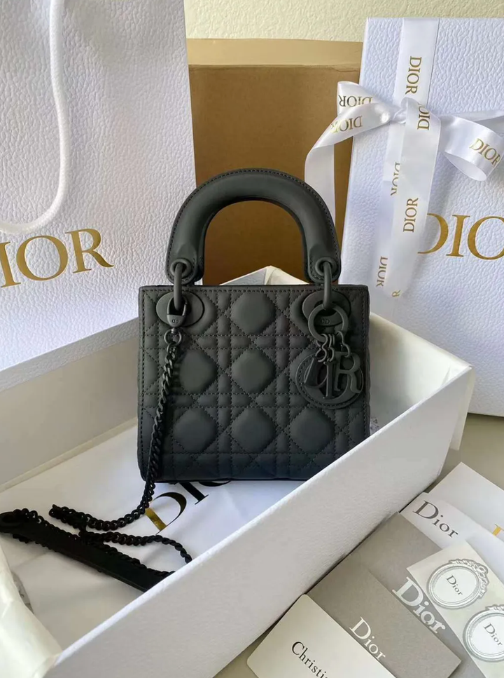 DIOR LADY 三格戴妃包 磨砂黑