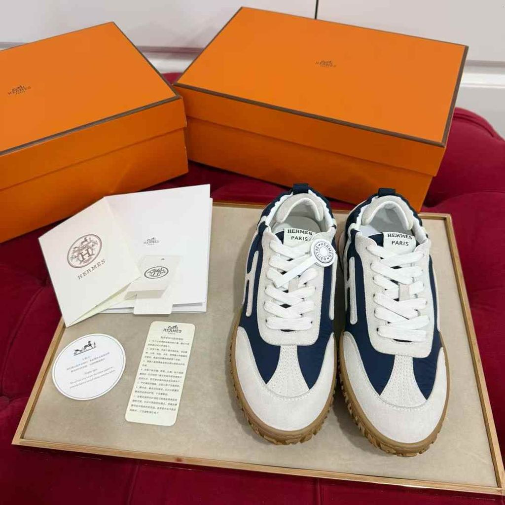 HERMES JET 麂皮德訓鞋 海軍藍4