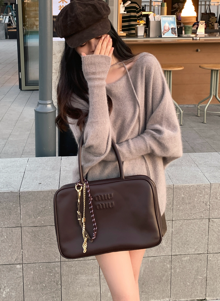 MIU MIU 牛皮革公文包 石楠木色4