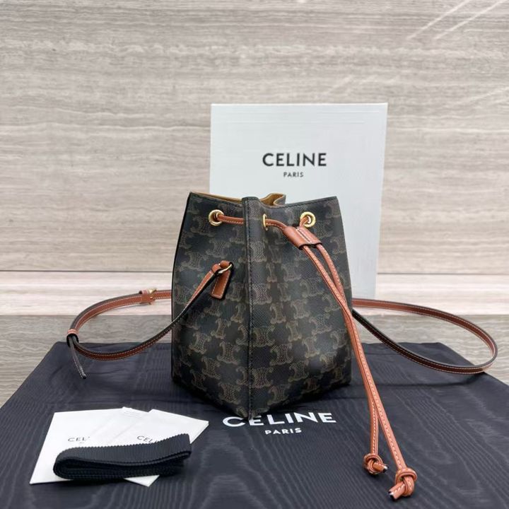 CELINE 抽繩燒賣包 老花款7