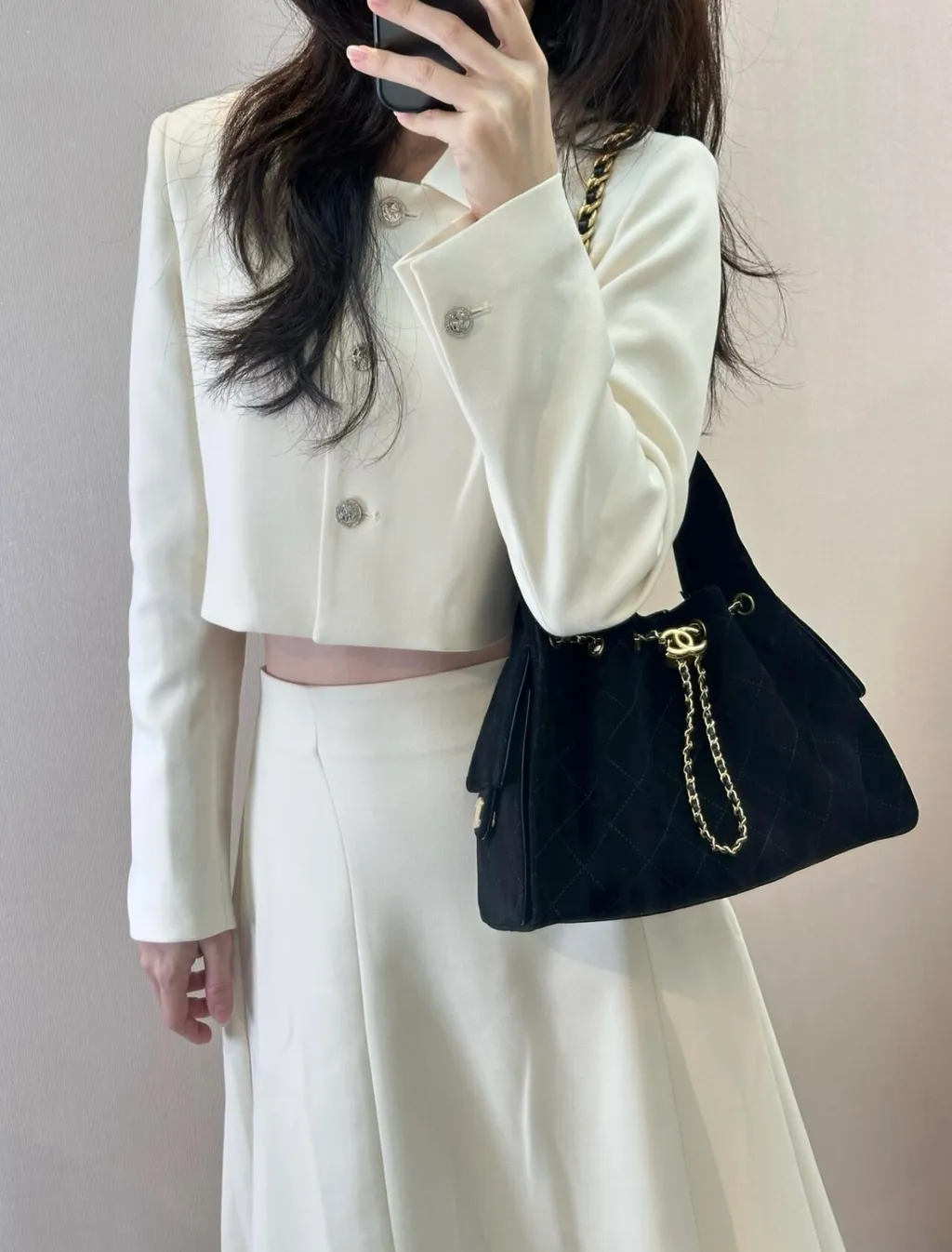 CHANEL 25C HOBO 麂皮黑色3