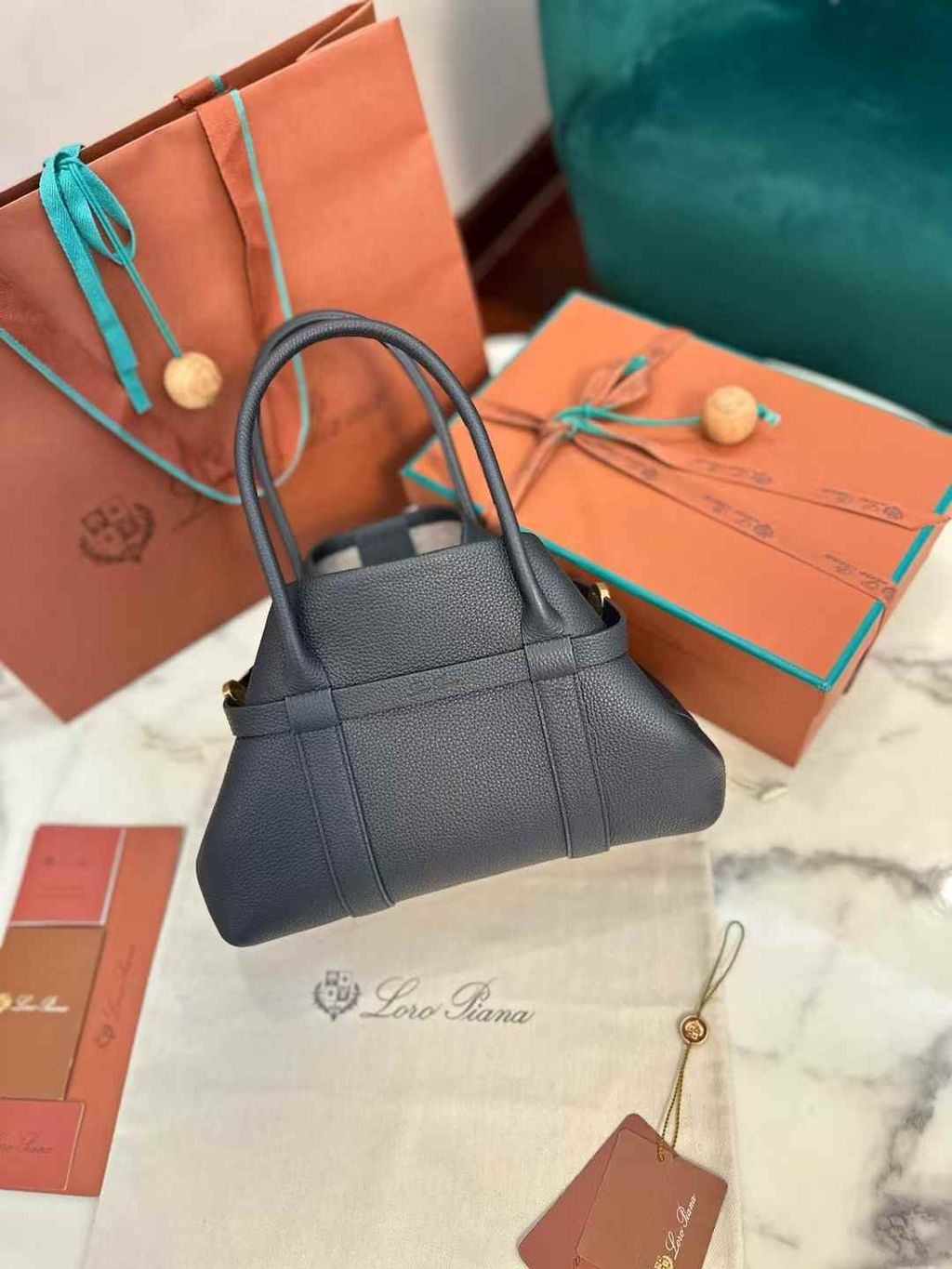 LORO PIANA GHIERA SHOPPER 海軍藍托特包9