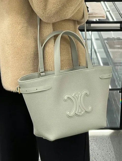 CELINE CABAS ANAIS 粒面牛皮革迷你手袋 牛油果綠色3