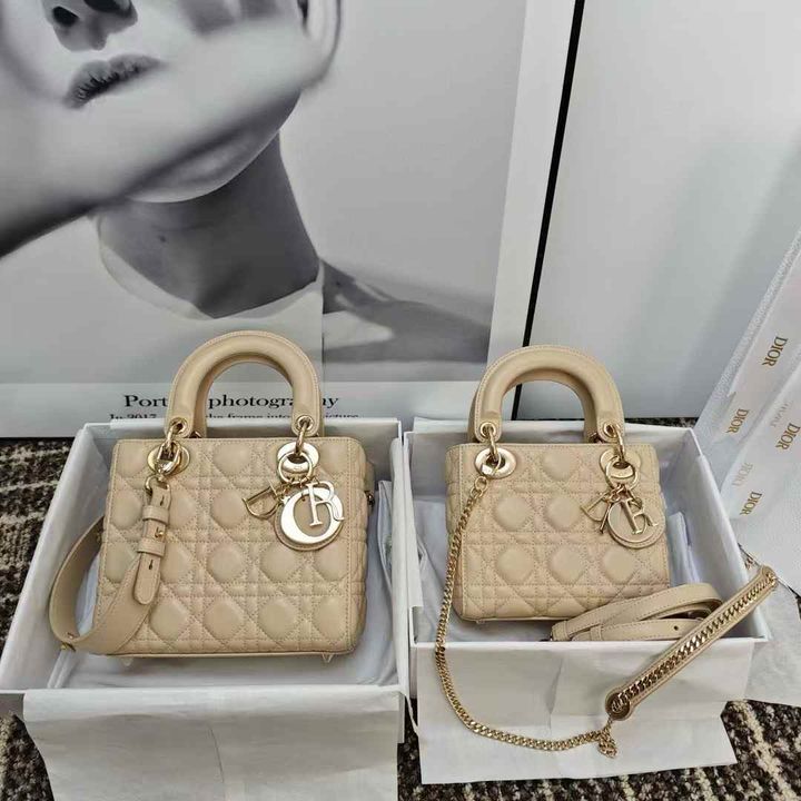 DIOR LADY 黛妃包 杏色9