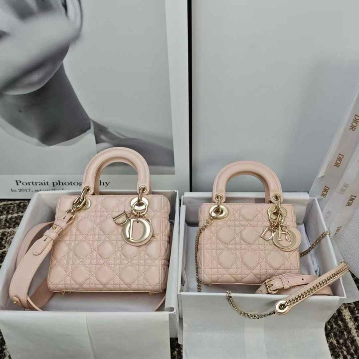 DIOR LADY 黛妃包 淡粉色1