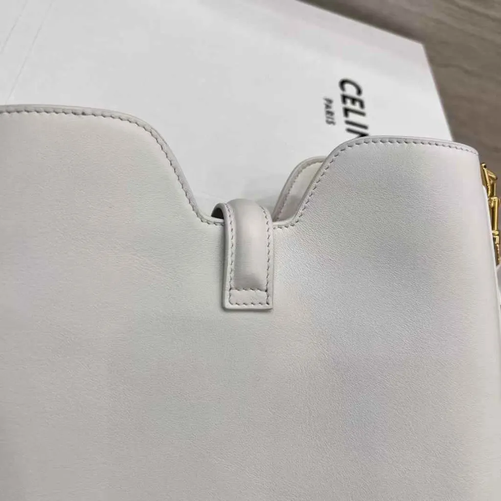 CELINE CAMILLE 16 SOFT 光滑牛皮革手袋 白色7