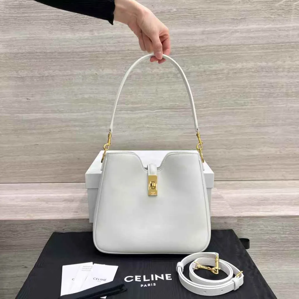 CELINE CAMILLE 16 SOFT 光滑牛皮革手袋 白色1