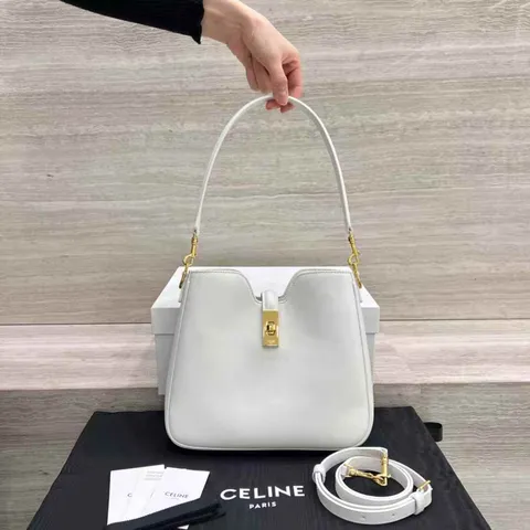 CELINE CAMILLE 16 SOFT 光滑牛皮革手袋 白色1