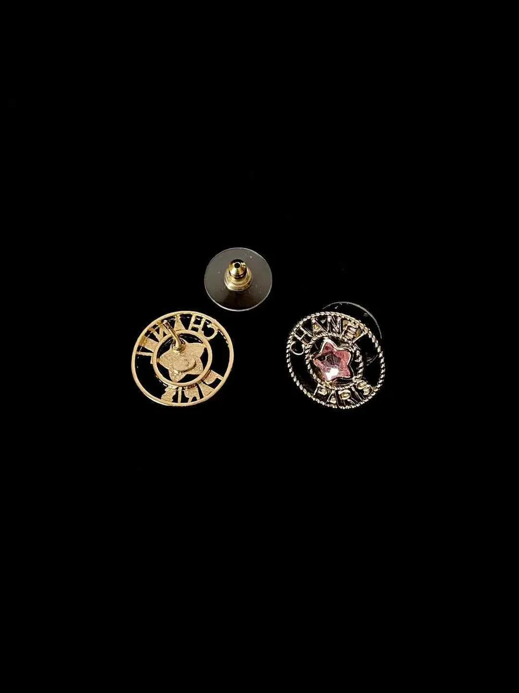 CHANEL 25P 粉鑽星星字母簍空耳環3